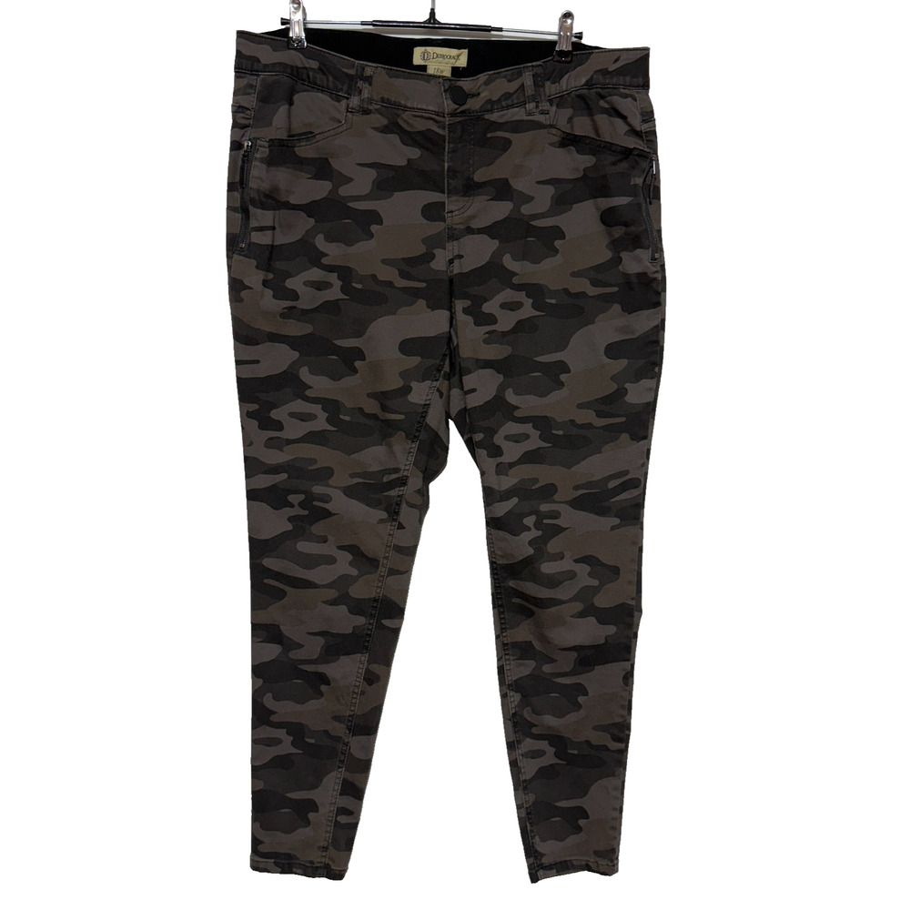Democracy Jeans Pants Womens 18W Gray Camo Ab Technology Measures 39x30 Stretch